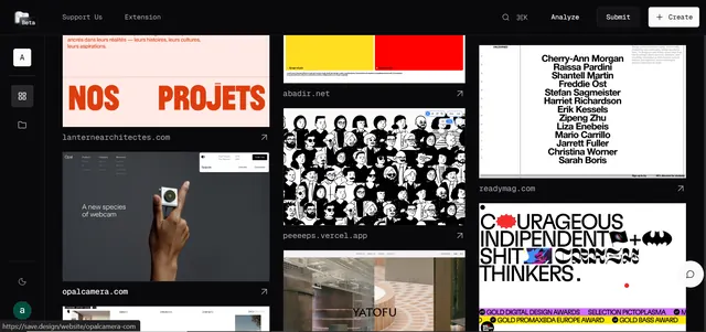 Work featured in a design inspiration gallery